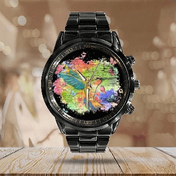 Discover Beautiful Bird Animal Colorful Hummingbird Calendar Steel Band Watch