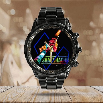 Discover Colorful Shakuhachi Japanese Bamboo Flute Calendar Steel Band Watch