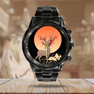 Discover Sika Deer Spirit Sakura Deer Spirit Calendar Steel Band Watch