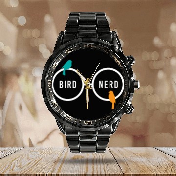 Discover Bird Nerd Bird Watching Ornitology Calendar Steel Band Watch