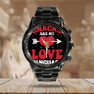 Discover Snacks are my Love Language Funny Snack Lovers Calendar Steel Band Watch