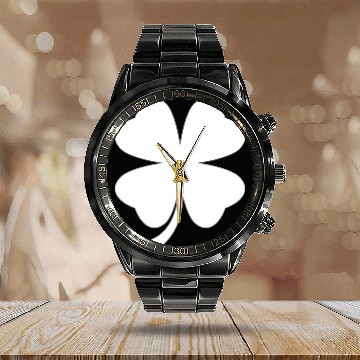 Discover Four Leaf Clover Funny Saint Patricks Day Shamrock Calendar Steel Band Watch