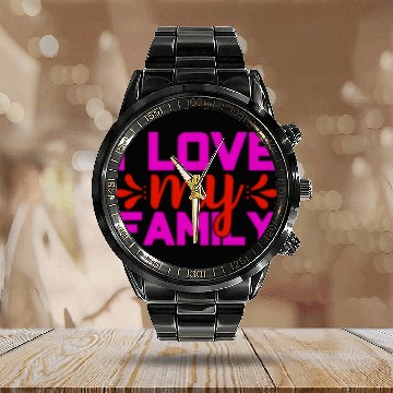 Discover i love my family Calendar Steel Band Watch