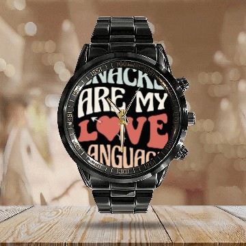 Discover Snacks are my Love Language Funny Snack Lovers Calendar Steel Band Watch