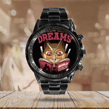 Discover Follow Your Dreams Cat World Domination Calendar Steel Band Watch