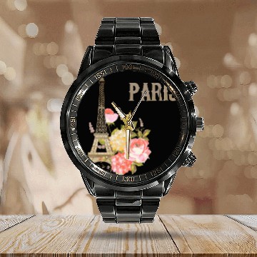 Discover Eiffel Tower Paris Vintage Souvenir Paris France Calendar Steel Band Watch
