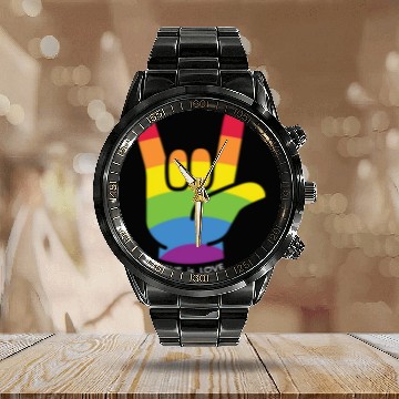 Discover Love is Love Gift Ideas for LGBTQIA+ Pride Month Calendar Steel Band Watch