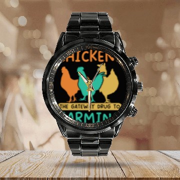 Discover Chicken Farmer Chicken Whisperer Farm Animal Calendar Steel Band Watch