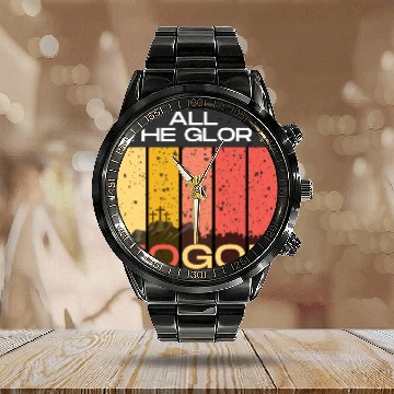 Discover All The Glory to God Calendar Steel Band Watch