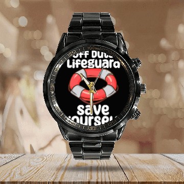 Discover Off Duty Lifeguard Calendar Steel Band Watch