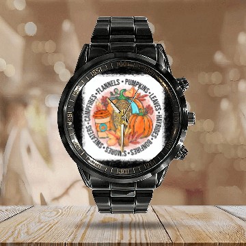 Discover It's Fall Y'all Happy Fall Vibes Autumn Leaves Calendar Steel Band Watch