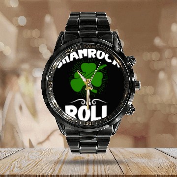 Discover Shamrock Rock And Roll Guitar St Patrick'S Day Calendar Steel Band Watch