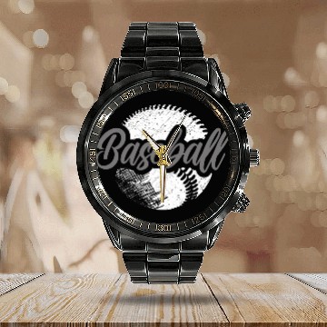 Discover Baseball Calendar Steel Band Watch