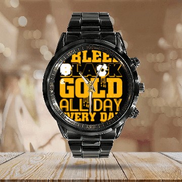 Discover I Bleed Black And Gold Calendar Steel Band Watch