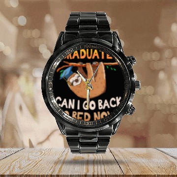 Discover Back To Bed Sloth Lazy Graduation Graduated Him Calendar Steel Band Watch