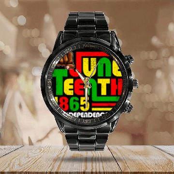 Discover Juneteenth 1865 Black Wo Fist My Independence Day Calendar Steel Band Watch