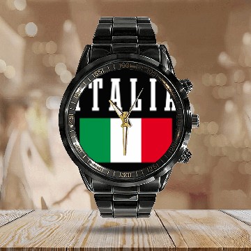 Discover Italia Italian Flag Italy Pride Calendar Steel Band Watch