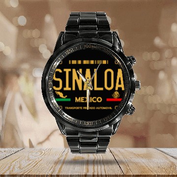 Discover Sinaloa Meco License Plate Aesthetic Sinaloa Calendar Steel Band Watch