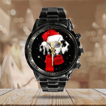 Discover Dalmatian Wearing Glass Seeing Reindeer Dog Calendar Steel Band Watch