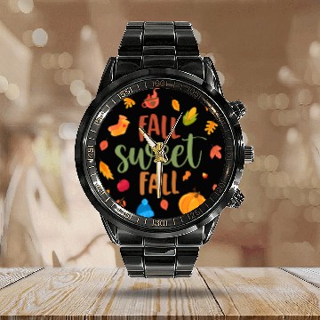 Discover Fall Sweet Fall Hello Fall Happy Fall Wo Autumn Calendar Steel Band Watch