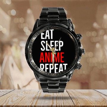 Discover Eat Sleep Anime Repeat Calendar Steel Band Watch
