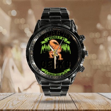 Discover Gecko Gift Leopard Calendar Steel Band Watch