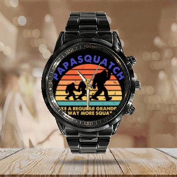 Discover Papasquatch Like A Regular Grandpa Bigfoot Calendar Steel Band Watch