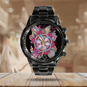 Discover Splash blossom Calendar Steel Band Watch
