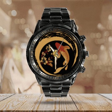 Discover Koi Fish Japanese Koi Carp Cherry Blossom Sakura Calendar Steel Band Watch