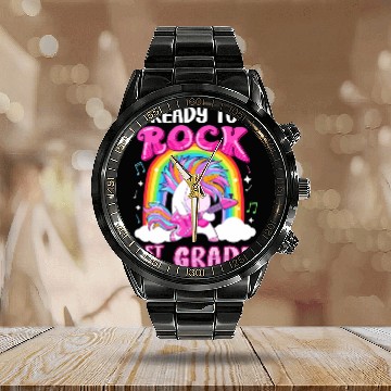 Discover Rocking 1St Grade Electric Guitar Unicorn Rainbow Calendar Steel Band Watch