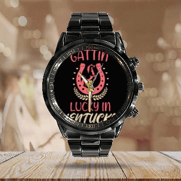 Discover Gattinâ€™ Lucky In Kentucky Horse Racing Derby Calendar Steel Band Watch