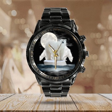 Discover Polar Bears Wildlife Zoo Animal Zookeeper Nature Calendar Steel Band Watch