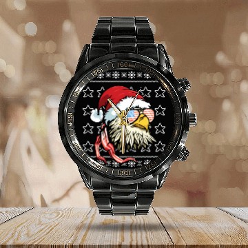Discover Ugly Usa Flag Bald Eagle Calendar Steel Band Watch