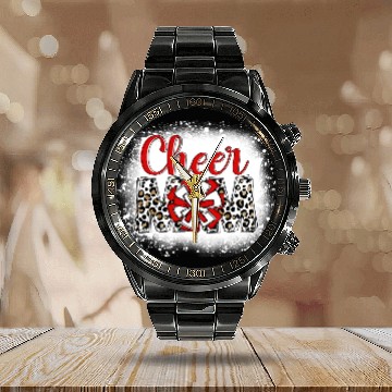 Discover Cheer Mom Leopard Cheerleader Bleached Mother Calendar Steel Band Watch