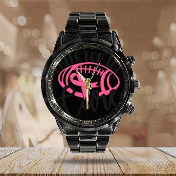 Discover Cheer For The Cure Pink Breast Cancer Awareness Calendar Steel Band Watch