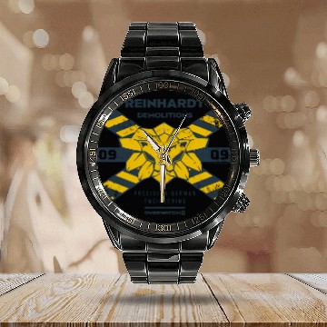 Discover Overwatch 2 Reinhardt Demolitions Icon Logo Calendar Steel Band Watch