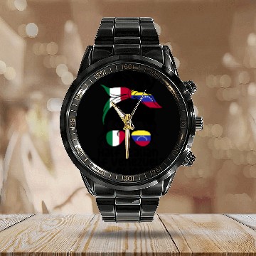 Discover Half Italian Half Venezuelan Italy Venezuela Mix Calendar Steel Band Watch