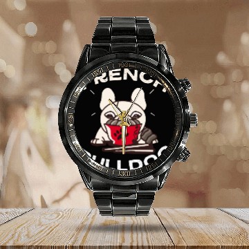Discover French Bulldog Ramen Lover Dog Owner Frenchie Mom Calendar Steel Band Watch