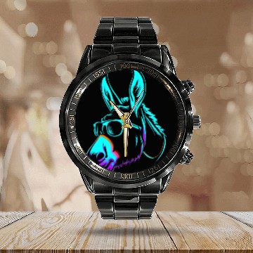 Discover Donkey Stamp Neon Retro Colorful Calendar Steel Band Watch