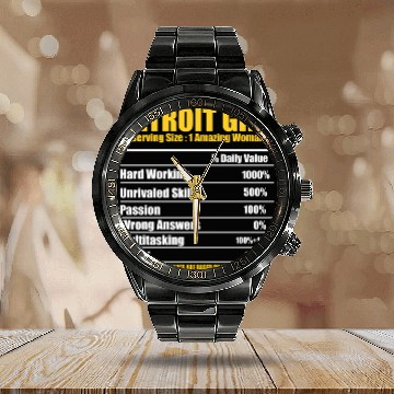 Discover Hilarious Detroit Definition Motor City American Calendar Steel Band Watch