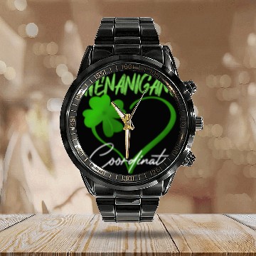Discover Shenanigans Coordinator Green He Shamrock St Calendar Steel Band Watch