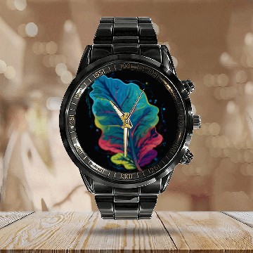 Discover Colorful Leaf Autumn Fall Leaves Foliage Plant Calendar Steel Band Watch