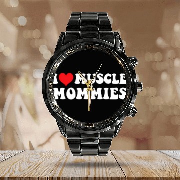 Discover I Love Muscle Mommies Groovy I He Gym Calendar Steel Band Watch