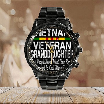 Discover US Army Vietnam Veteran Granddaughter Calendar Steel Band Watch