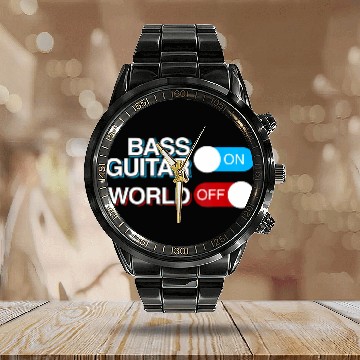 Discover Bass Guitar Calendar Steel Band Watch