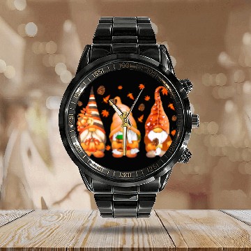 Discover It's Fall Y'all Cute Gnomes Pumpkin Autumn Fall Calendar Steel Band Watch