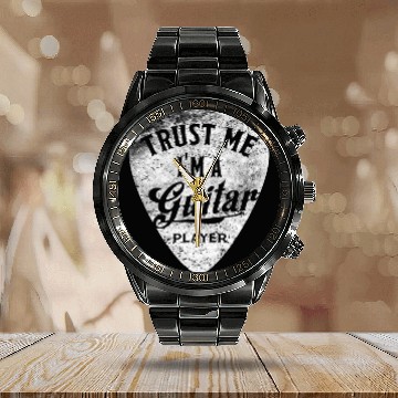 Discover Trust Me I'm a Guitar Player Electric Acoustic Calendar Steel Band Watch