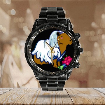 Discover Capybara Bride In A Wedding Dress Illustration Calendar Steel Band Watch