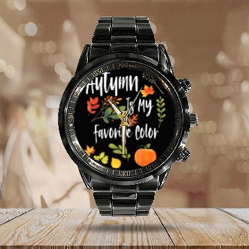 Discover Autumn Is My Favorite Color Fall Season Calendar Steel Band Watch