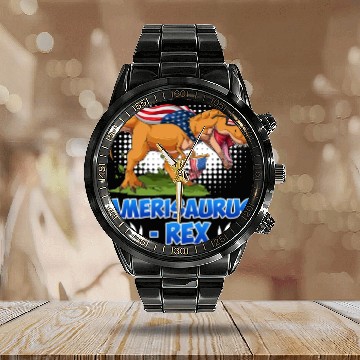 Discover Amerisaurus Rex America Party Independence Day Calendar Steel Band Watch